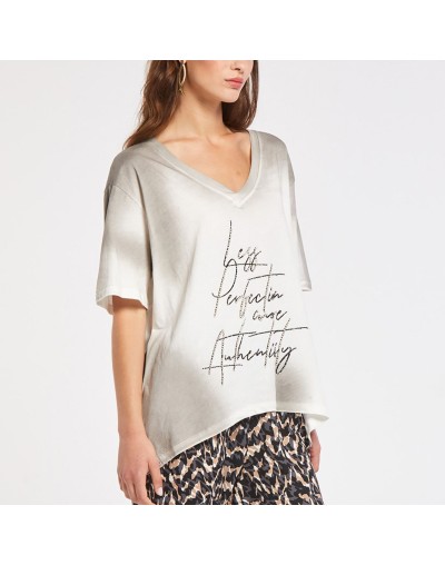 Camiseta en punto de algodón con matiz degradado en gris