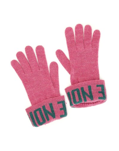 Guantes de lana en rosa con logo CAFèNOIR
