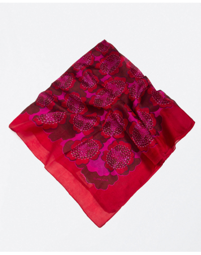Pañuelo seda estampado floral Rojo SURKANA