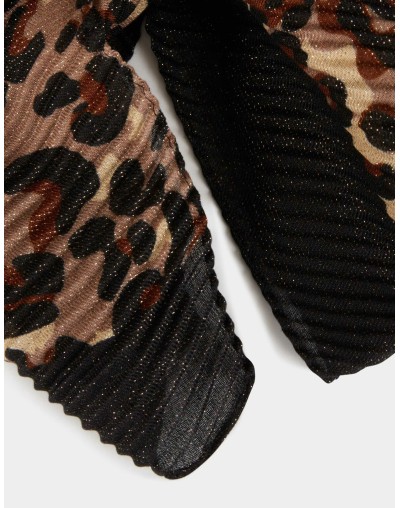 Fular plisado estampado de leopardo marrón mujer MORGAN