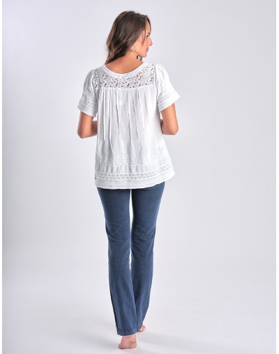 Blusa encaje y bordaos de algodón LE COTONNIÈRE